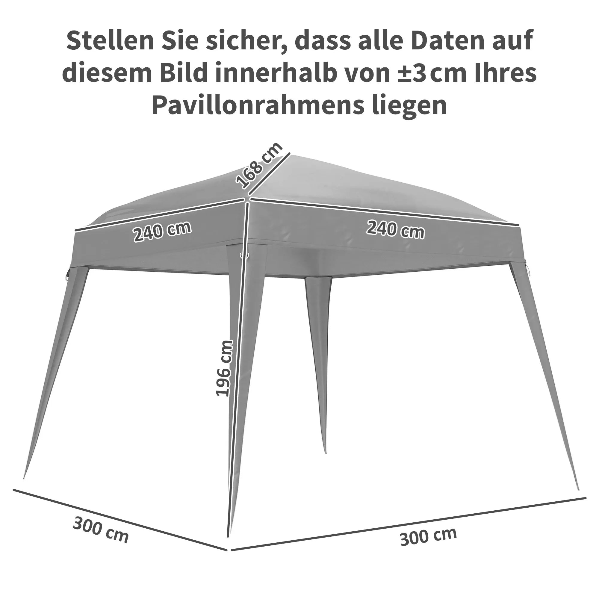 Pavilion pakaitinis stogas, pakaitinis tentas 3 x 3 m sodo paviljonui, sodo palapinės stogo pakaitas, UPF50+, Oxford audinys, šviesiai pilkos spalvos
