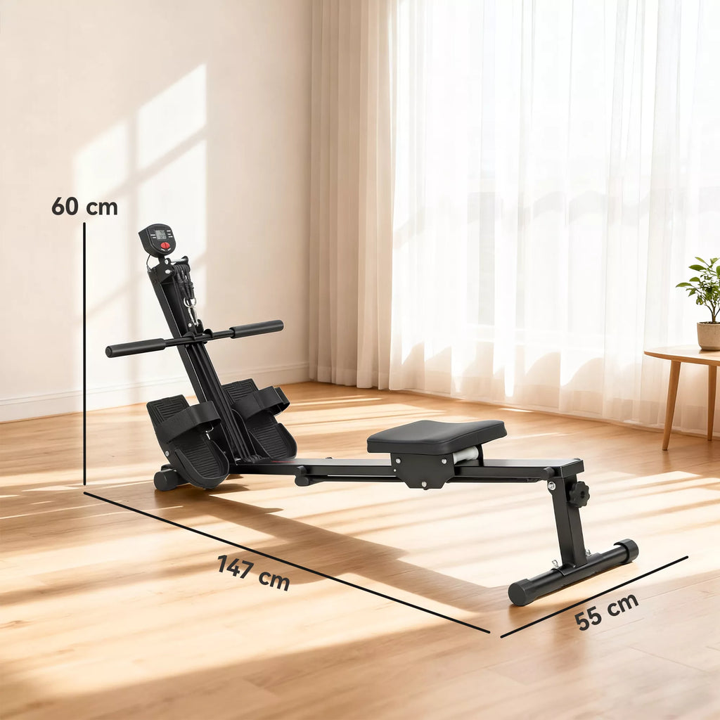 Irklianimo treniruoklis, irklavimo treniruoklis namams, LCD ekranas, sėdynės pagalvėlė, 150 kg apkrova, tylus veikimas, plienas, juodas
