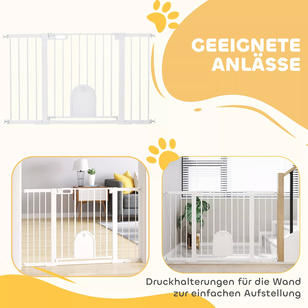Durų apsauginė grotelė Laiptų apsauginė grotelė Šunų apsauginė grotelė Apsauginė grotelė naminiams gyvūnams Šunų grotelė Tvirtinimas spaustuku Metalo ABS Balta 75-131 x 76 cm