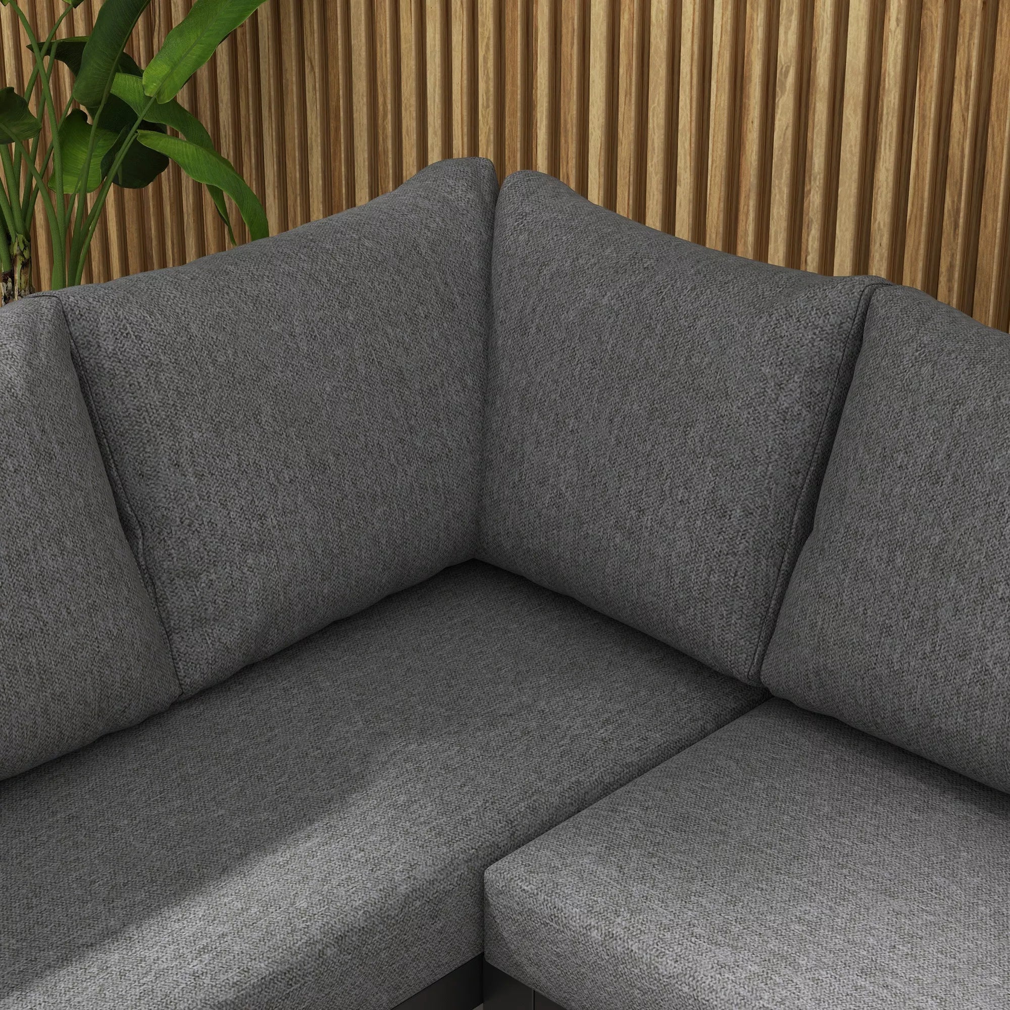 Lauko baldų komplektas 5 dalių poilsio baldų komplektas, 148 cm x 61 cm x 71,5 cm, pilkos + natūralios spalvos