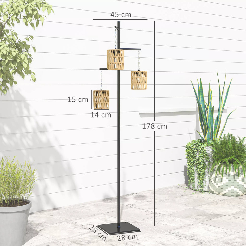 Saulės stovas Rattan saulės lempos su šviesos jutikliu 3 šviesos Automatinis boho stiliaus IP44 Apsaugotas nuo purslų