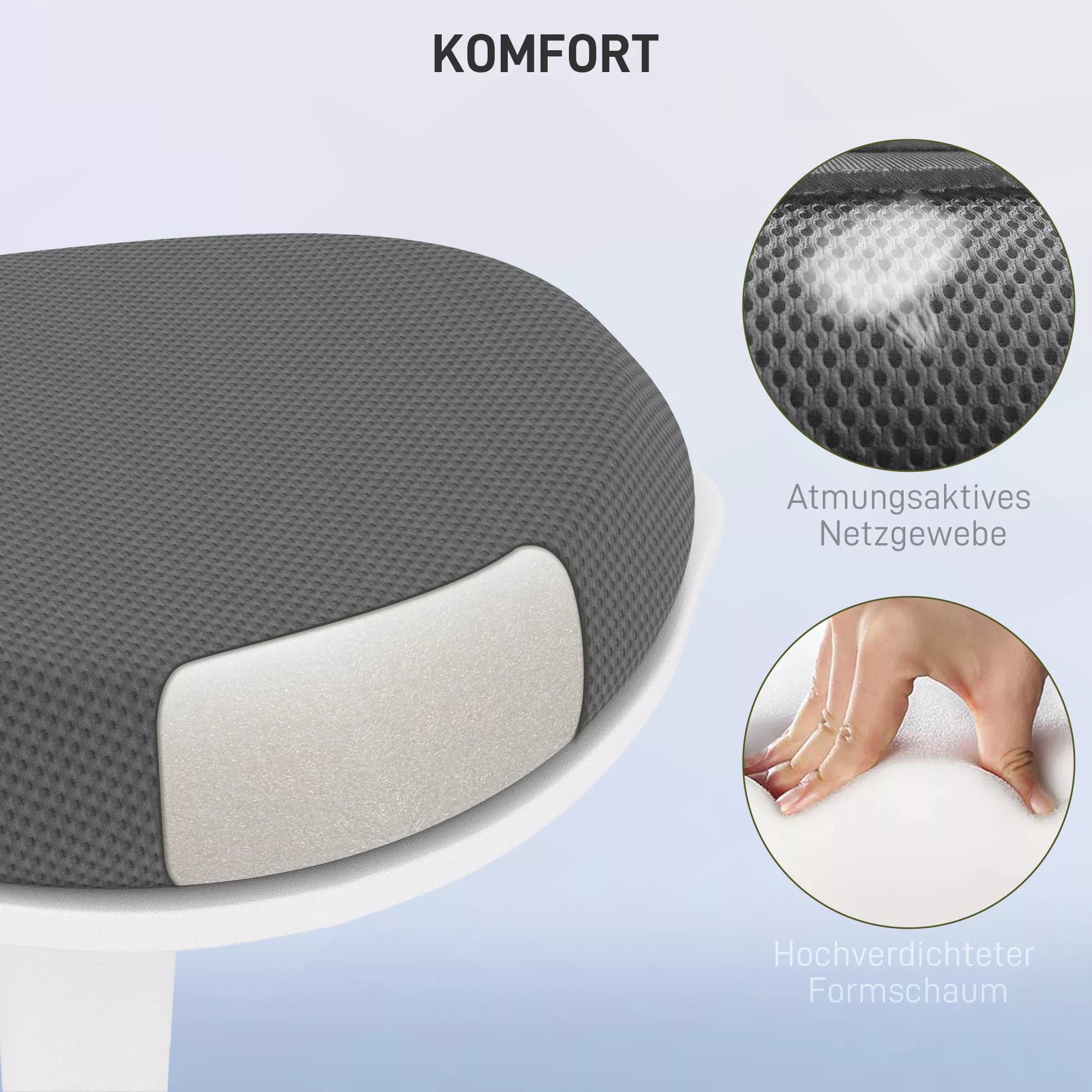 Biuro taburetė, ergonomiška pusiau stovima kėdė, reguliuojamo aukščio, iki 120 kg, 42,5 x 35,5 x 56,5-71,5 cm, pilka