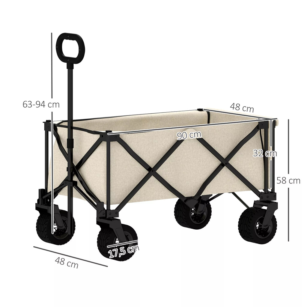Sodo vežimėlis, kurio keliamoji galia 100 kg, sulankstomas transportavimo vežimėlis su nuimamu tentu, 90 x 48 x 92 cm, smėlio spalvos