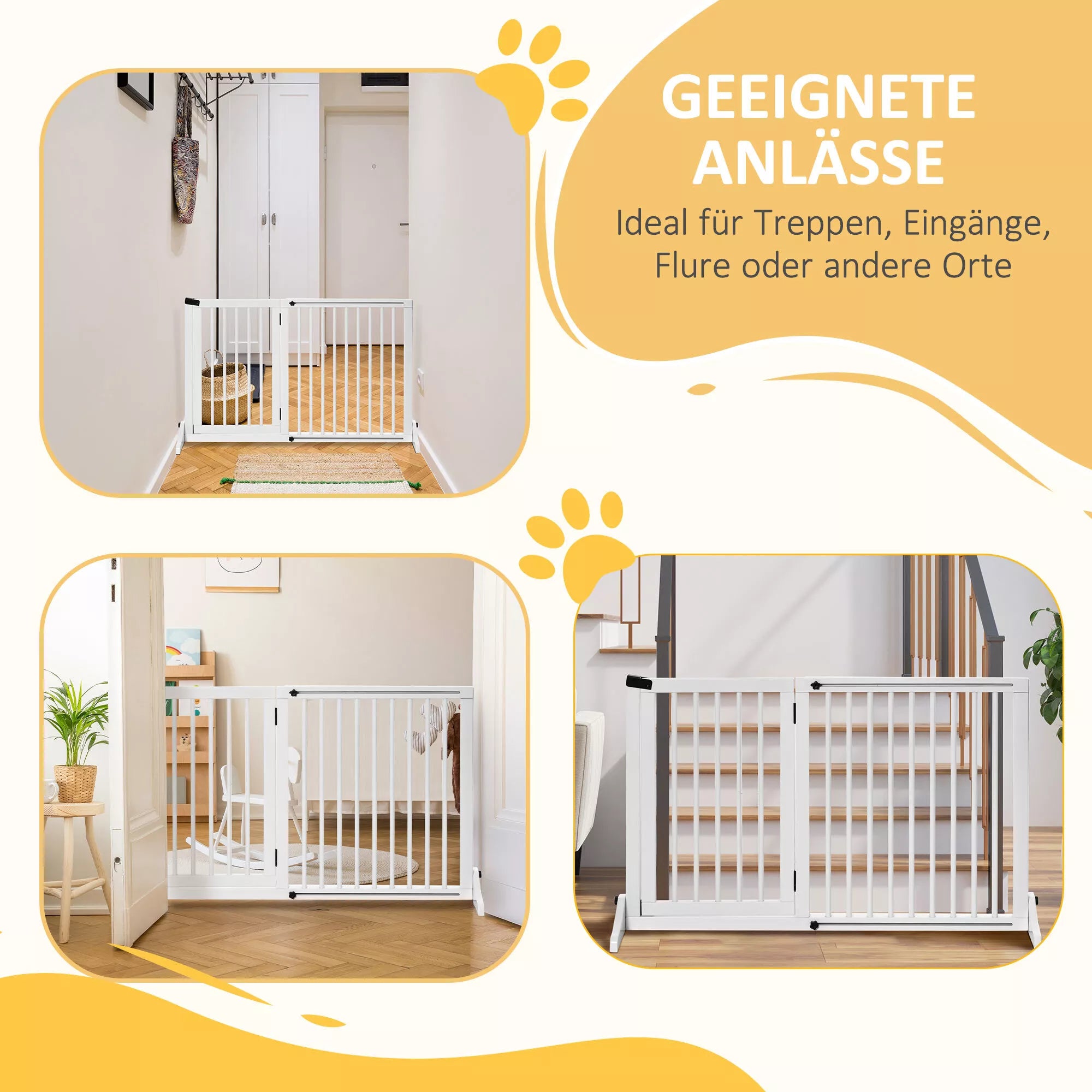 Apsauginės grotelės Šunų durų apsauginės grotelės Medinės apsauginės grotelės Laisvai stovinčios šunų grotelės su durimis Šunų apsauginės grotelės Konfigūruojamos grotelės židiniui ir krosnelei Baltos 113–166 x 36 x 71 cm