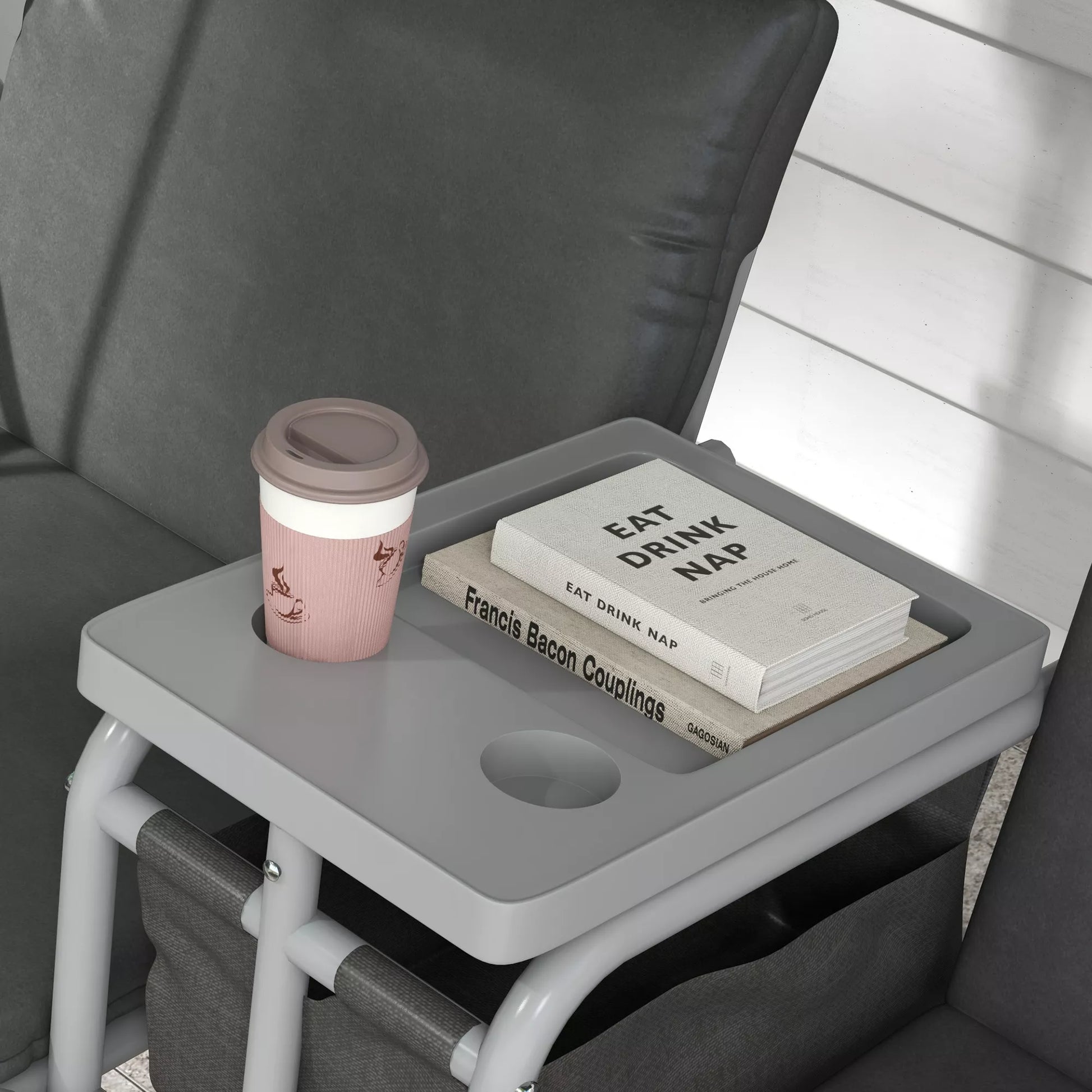 Holivudo sūpynės, 2 vietos, su stogu ir stalu, metalinis rėmas, iki 180 kg, 175x110x165 cm, juodos spalvos