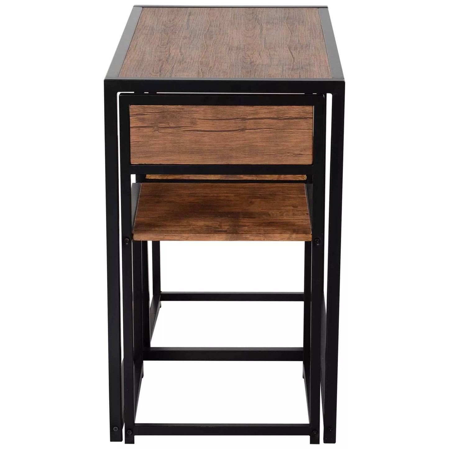 3 dalių baro stalo komplektas, 2 kėdės, 1 stalas, 90 cm x 47 cm x 76 cm, rudas + juodas