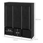 Drabužių spintos matmenų schema: 125 x 43 x 162,5 cm