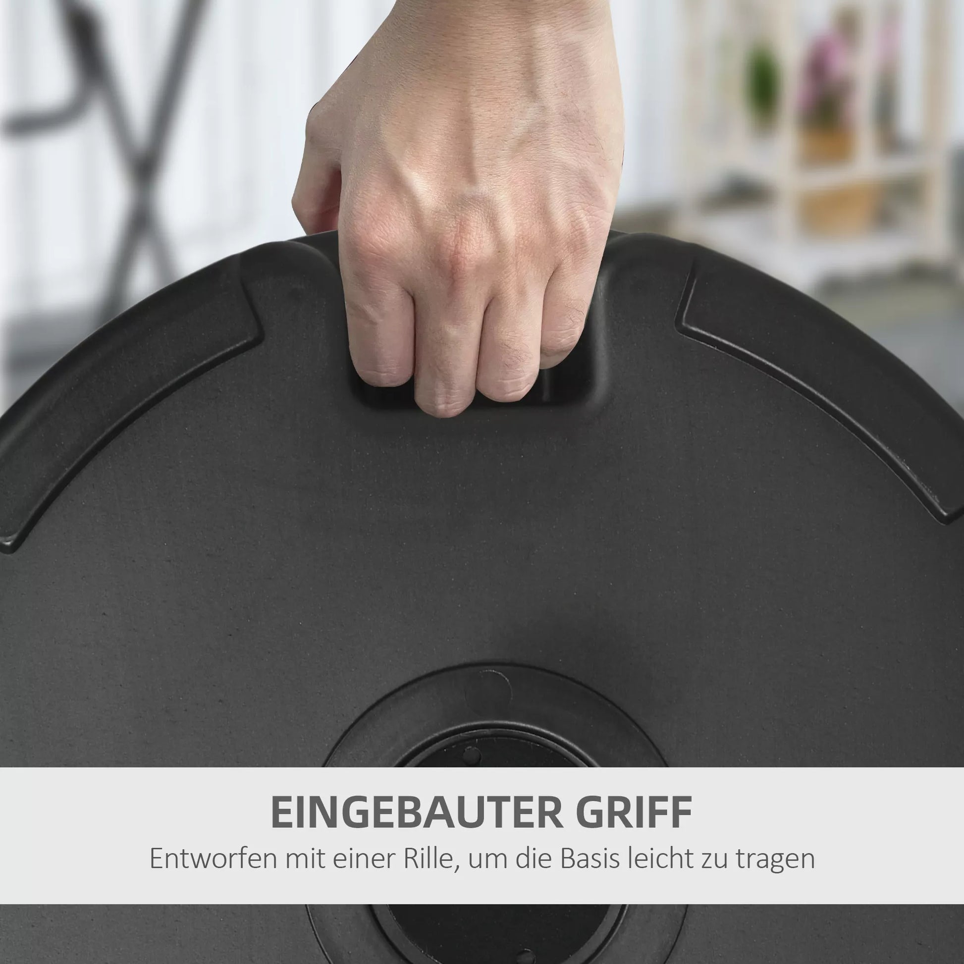 Skėčio pagrindas, plastikinis ir metalinis skėčio stovas, užpildomas vandeniu ir smėliu, Ø56 x 30,5H cm, juodas