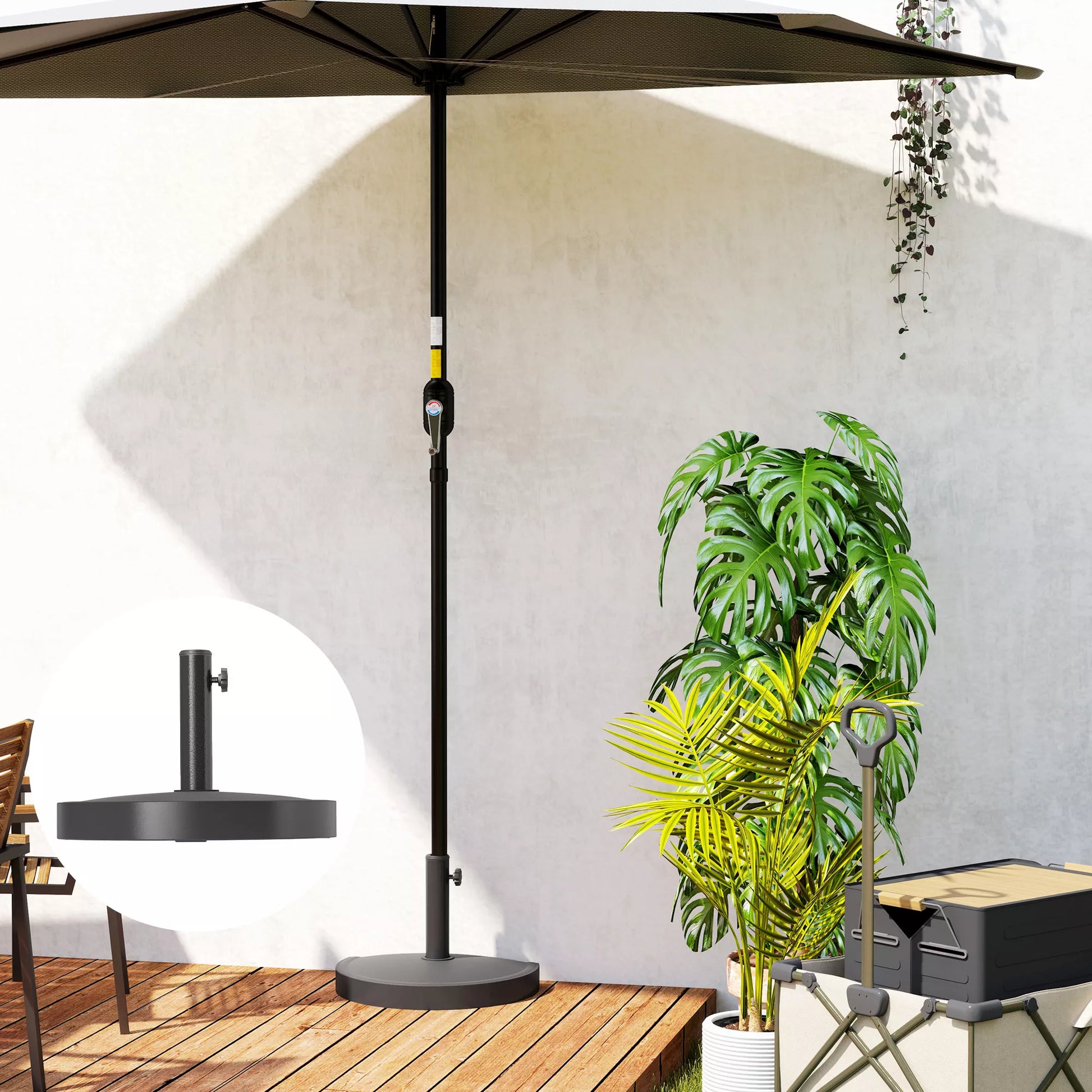 Betoninis skėčių stovas Pusapvalus skėčių stovas Skėčių laikiklis, skėčių svoris skėčiams 32/38/48 mm