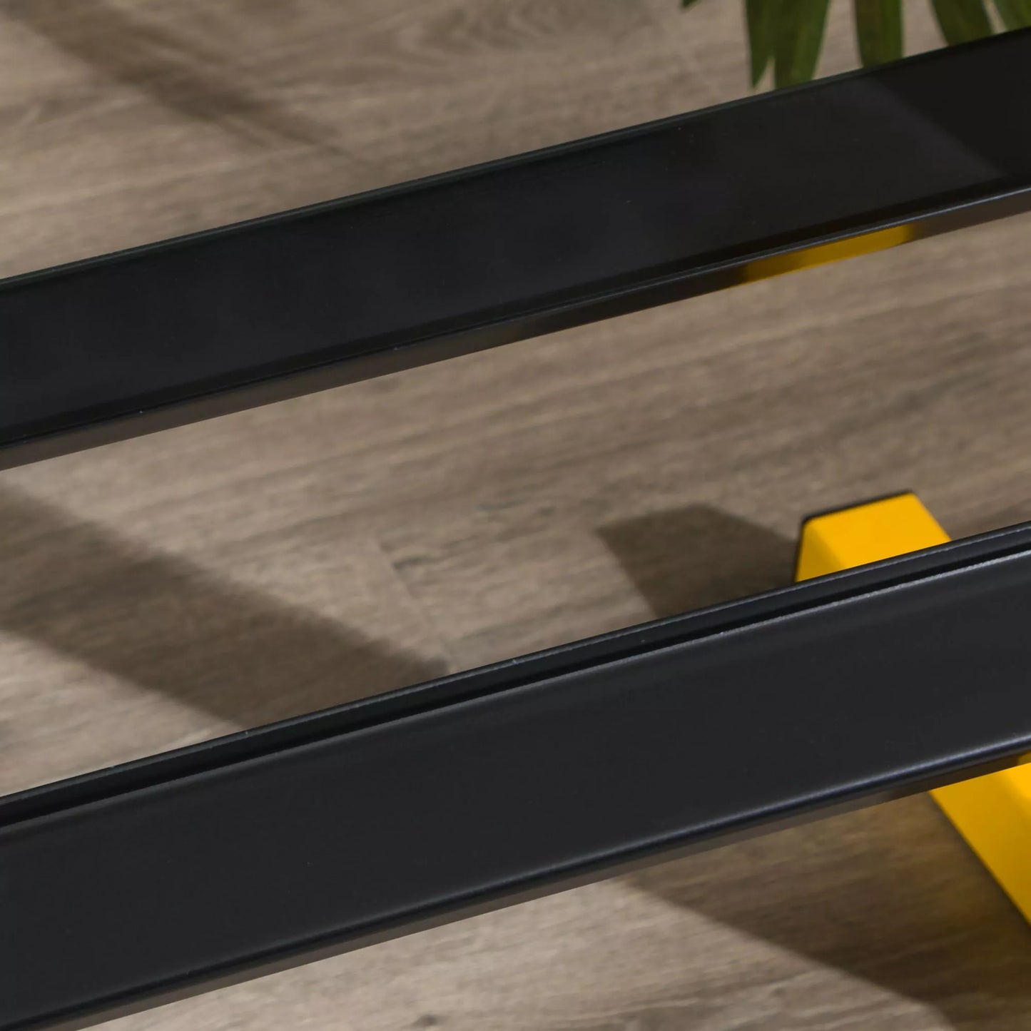 Stovas hanteliams iki 270 kg, su 2 lentynomis, plieniniu rėmu, geltonas, 92,5 x 50,5 x 80,5 cm