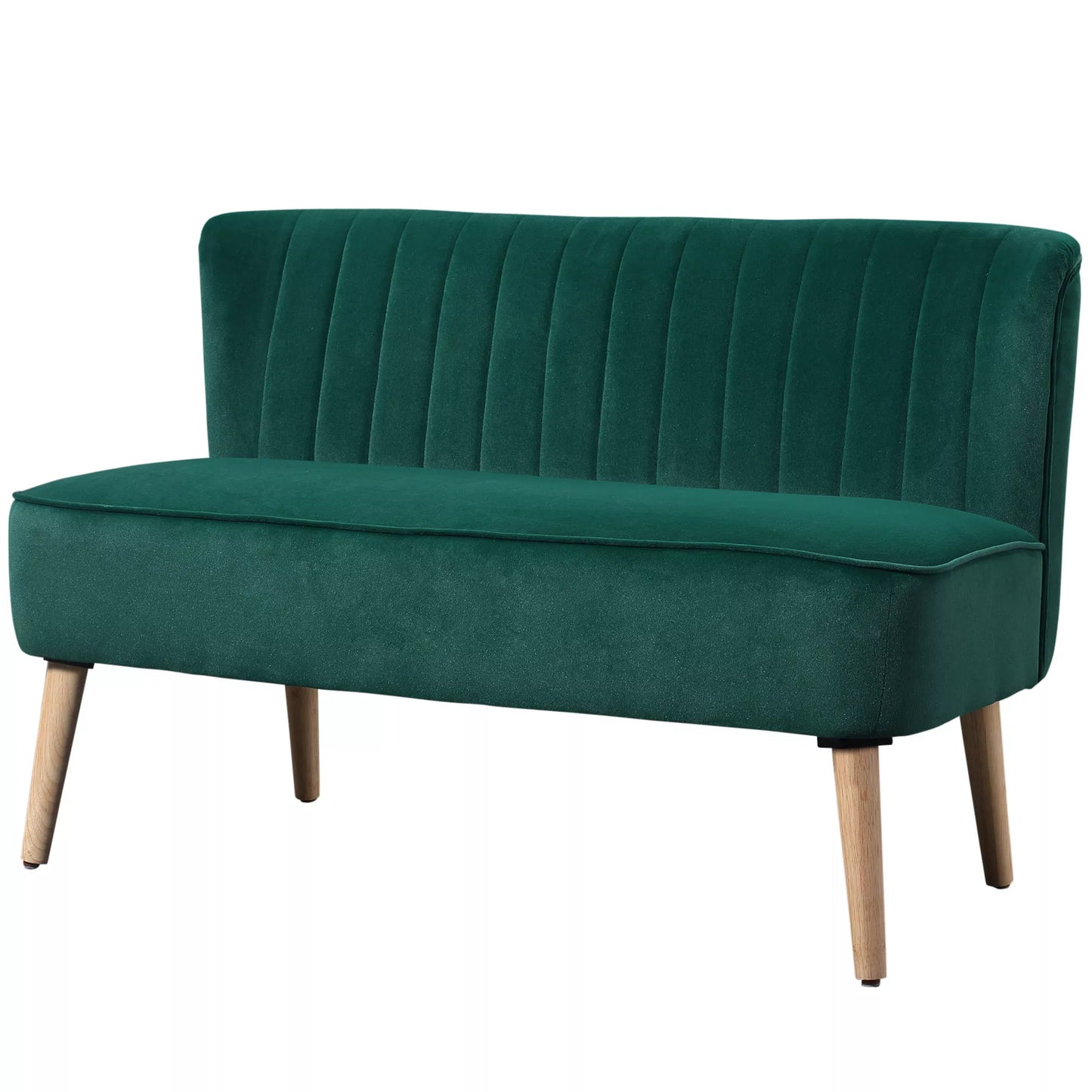 2 vietų sofa, mažas dvivietis fotelis su aksomo išvaizda, moderni minkšta sofa svetainei, miegamajam, mažam kambariui, tamsiai žalia 117 x 56,5 x 77 cm