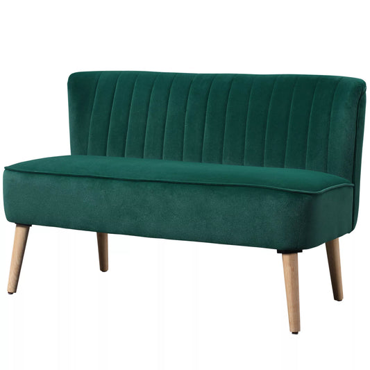 2 vietų sofa, mažas dvivietis fotelis su aksomo išvaizda, moderni minkšta sofa svetainei, miegamajam, mažam kambariui, tamsiai žalia 117 x 56,5 x 77 cm