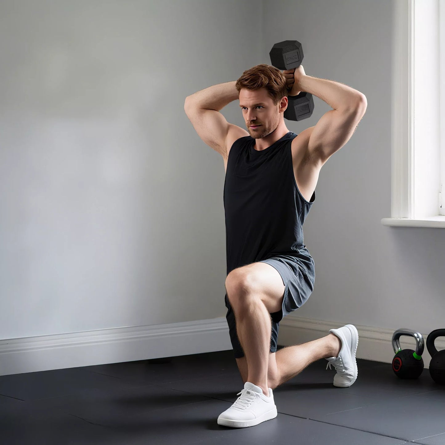 Hanteliai su rifliuota rankena, ketinė hantelė, 1 x 20kg, hanteliai vyrams ir moterims, svarmenys namams, sporto salei, jėgos treniruotėms