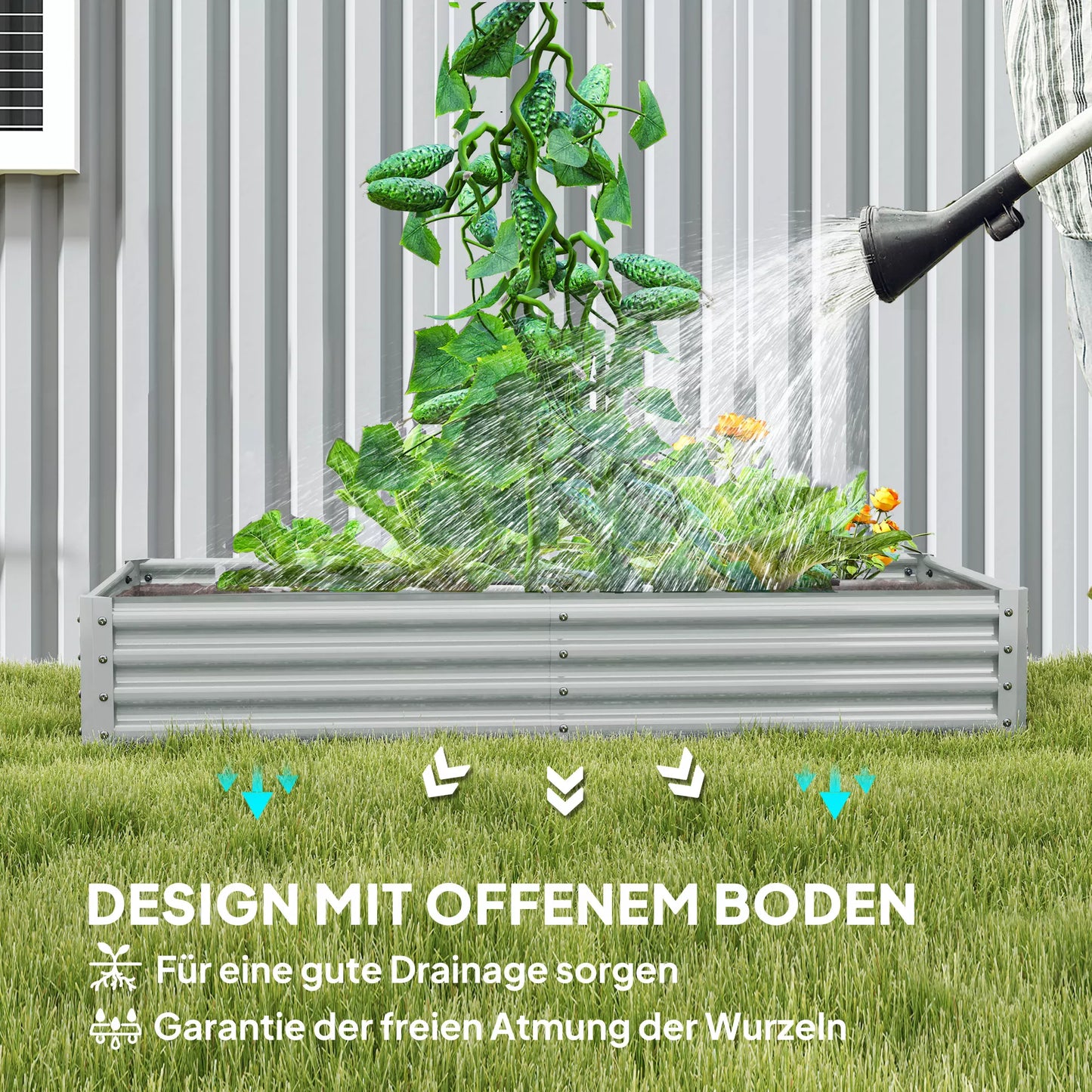 Plieninis pakeltas lysvas, atsparus oro sąlygoms, augalų lysvas su apsaugine nuo įpjovimų briauna, mini šiltnamis