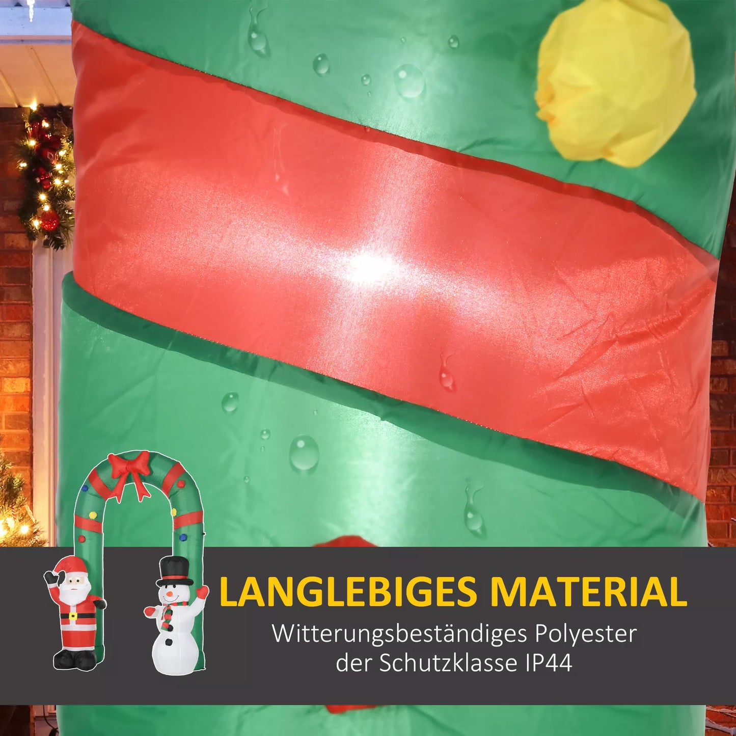 Pripučiamas arka su Kalėdų Seneliu ir Sniego seniu, LED apšvietimu, integruotu pūstuvu, 198 x 80 x 245 cm