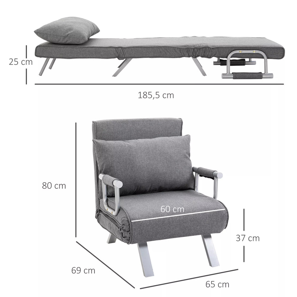 Sofa-lova su reguliojamu atlošu, 185,5 cm, pilka