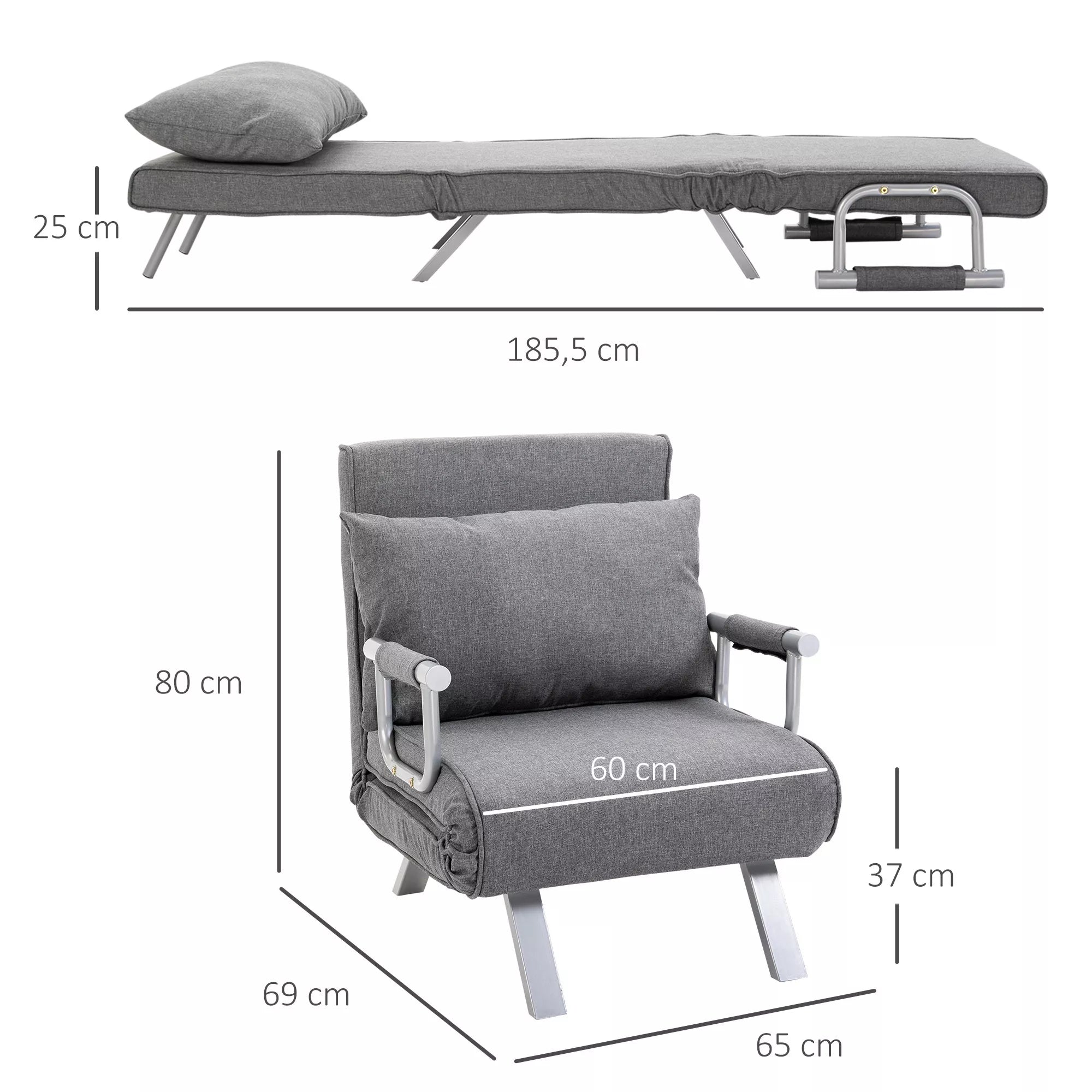Sofa-lova su reguliojamu atlošu, 185,5 cm, pilka