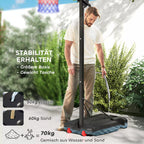 Krepšinio krepšys, lauko krepšinio krepšys paaugliams, aukštis reguliuojamas nuo 200 iki 260 cm, su ratukais, raudonas