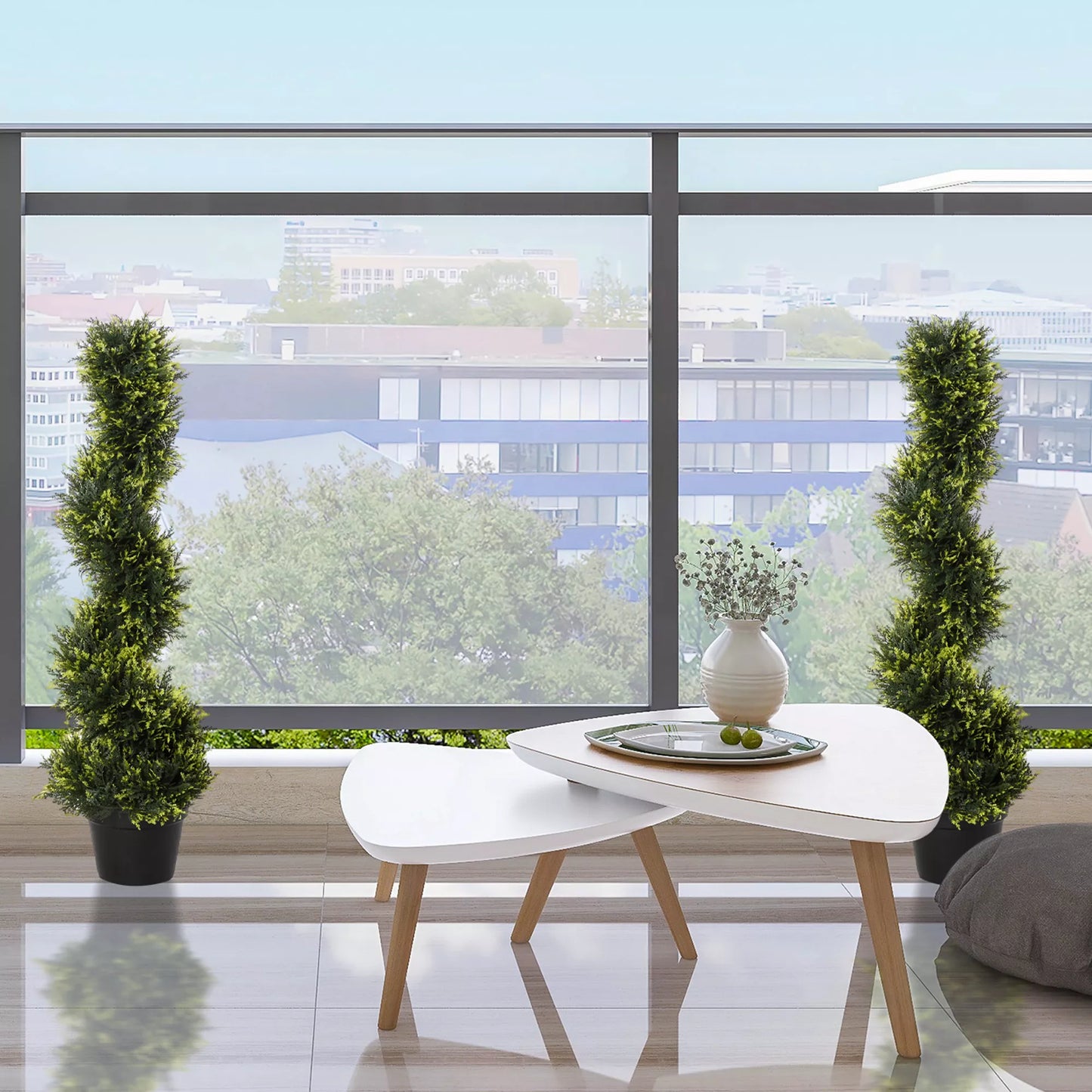 Dirbtinis spiralinis augalas, spiralinis kiparisas su vazonu, 90 cm, dirbtinis kiparisas lauko ir vidaus apdailai, žalias