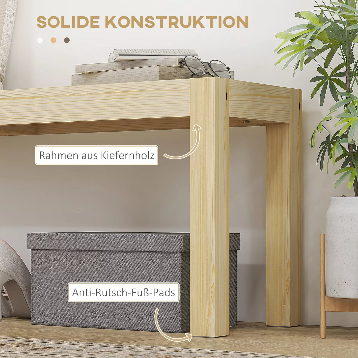 Medinis suolas virtuvei, 3 vietų, 120 cm x 33 cm x 45 cm, natūralaus medžio masyvo, natūralios spalvos