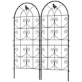 Dekoratyvinės sodo atramos vijoklinėms rožėms, dviejų dalių metalinis tinklelis su paukščių motyvais, 50x120 cm, juoda