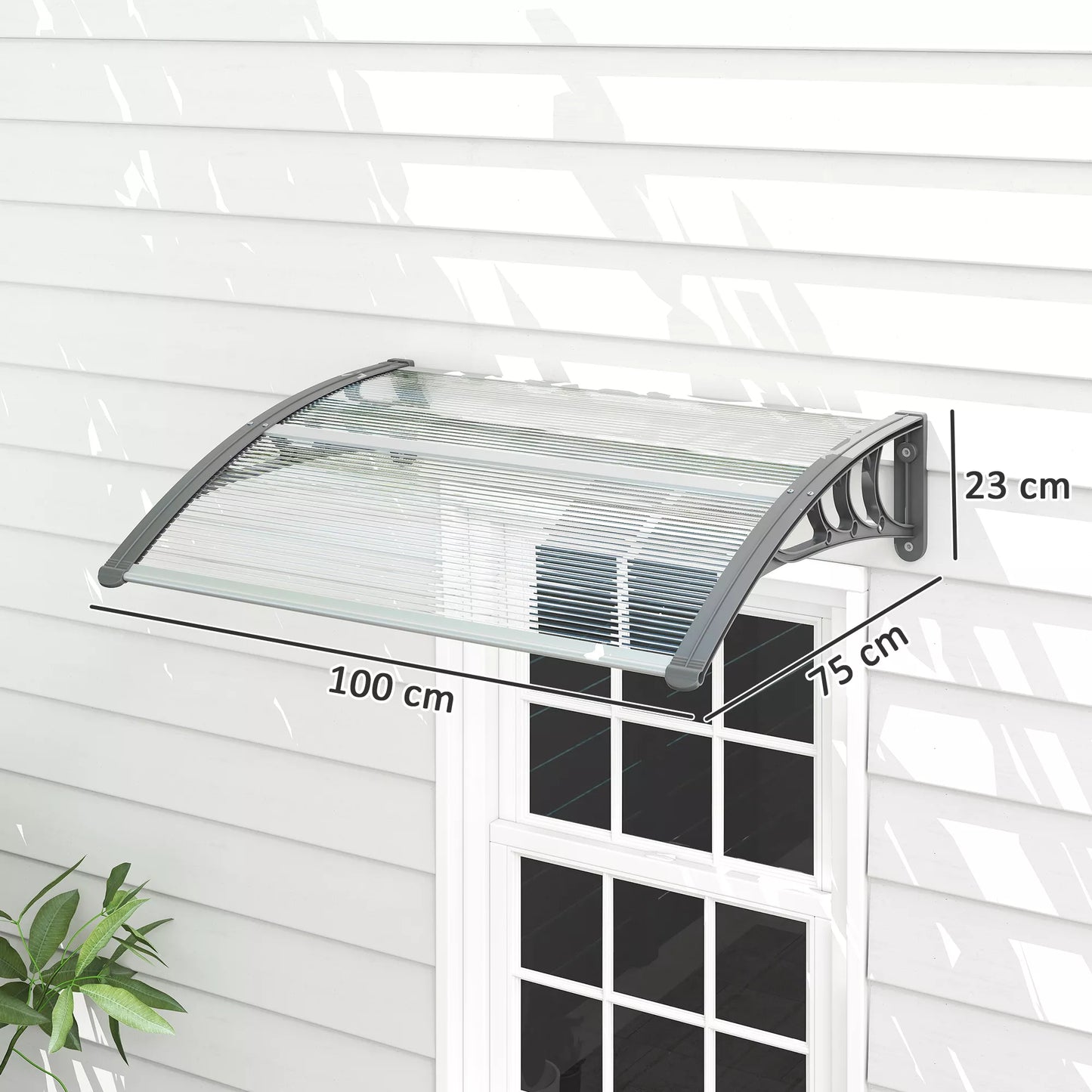 Stogelis prie įėjimo, Stogelis virš durų, Stogelis įėjimams ir langams, 100I x 75P x 23A cm, Sidabrinis