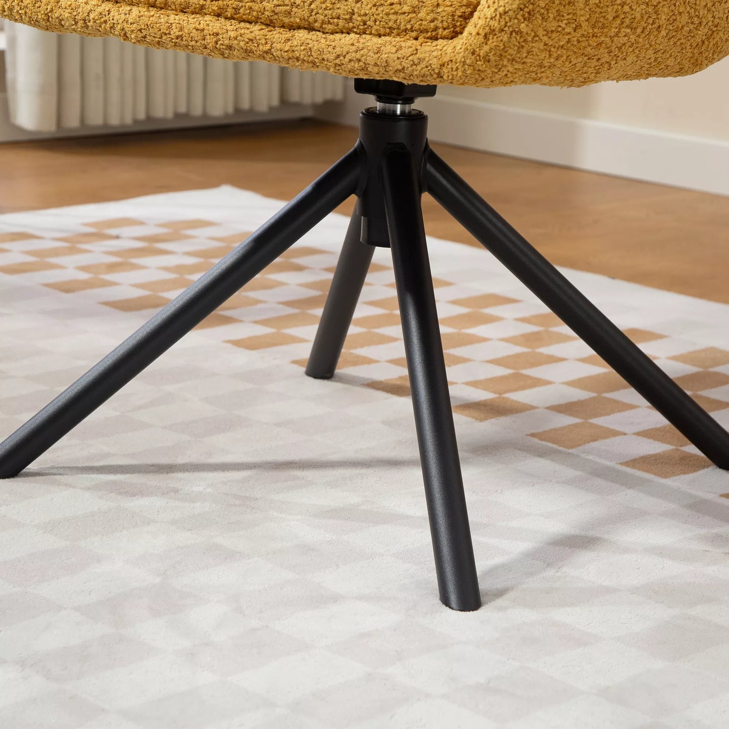 Fotelis, sukamasis krėslas su patogia sėdimąja dalimi, jaukus apmušalas, iki 120 kg, geltonas