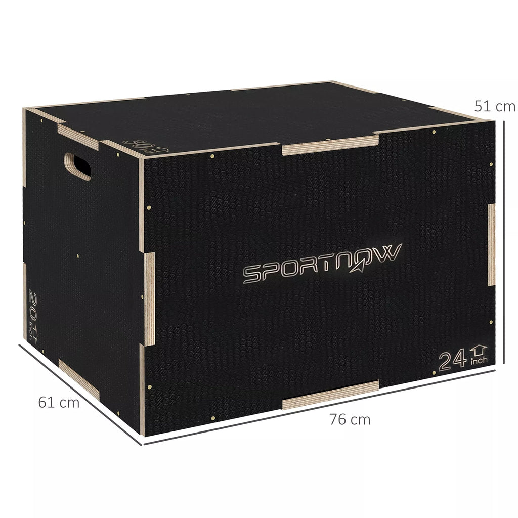 Plyo-Box/šokinėjančioji dėžė, tvirta, 76x61x51 cm, juoda, rankena 10x3,5 cm, iki 120 kg