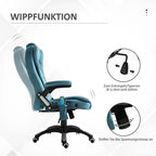 Biuro kėdė, masažinė, su šildymo funkcija, vadybininko kėdė su masažu, aukščio reguliavimo ergonomiška žaidimų kėdė, mėlyna, 68 x 72 x 110–120 cm