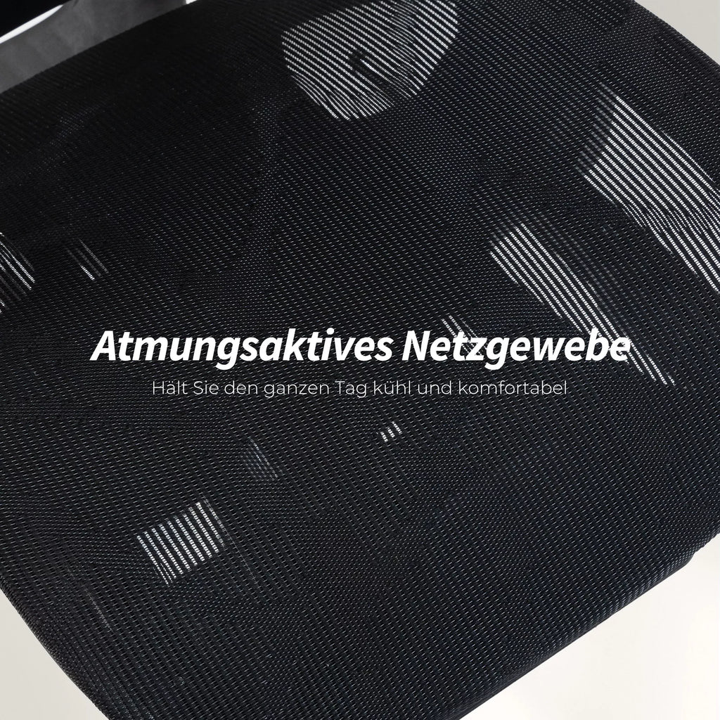 Biuro kėdė Ergonomiška darbo kėdė su reguliuojamu juosmens ir galvos atlošu 6D atlenkiamais porankiais Pėdų atrama Tinklelis Juoda
