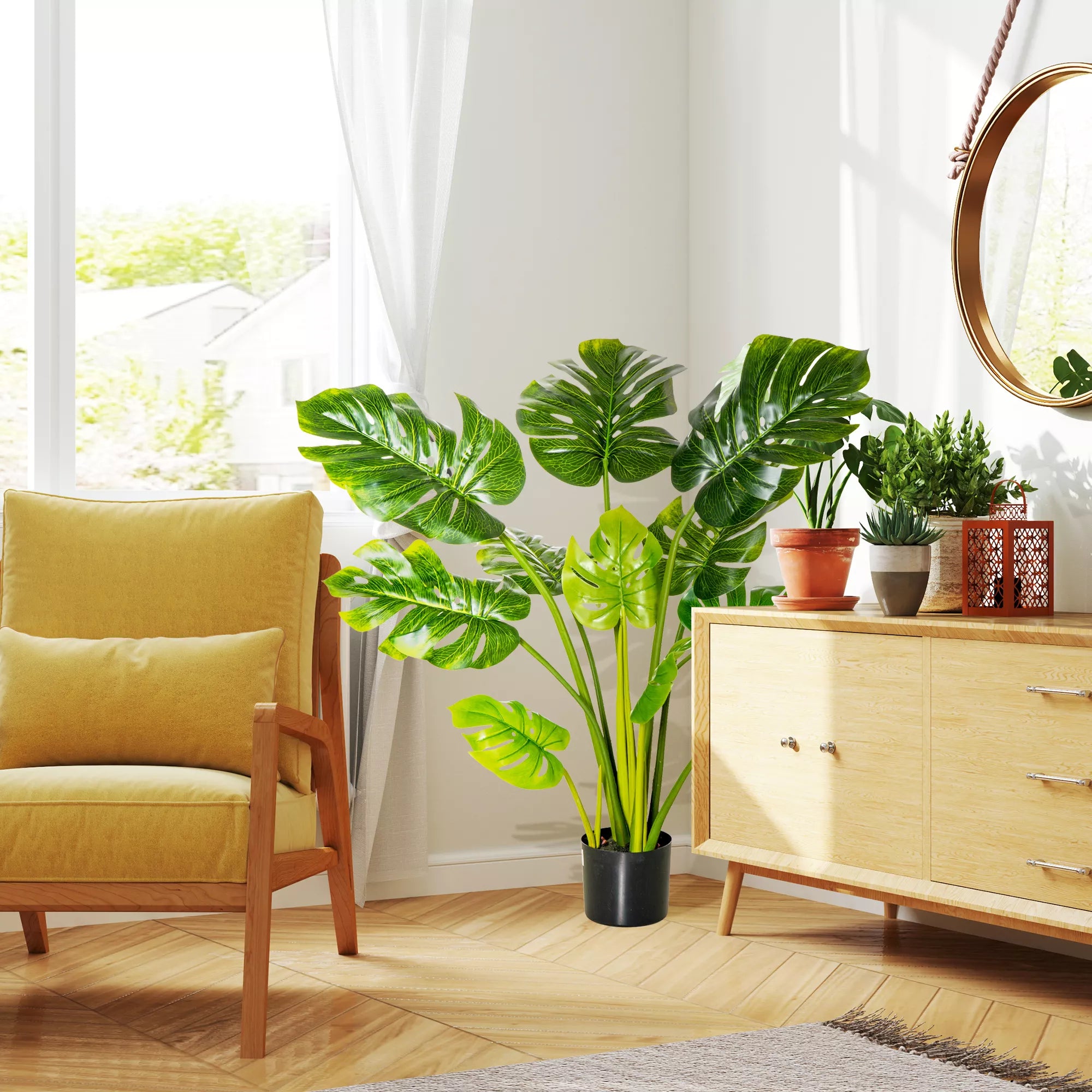dirbtiniai augalai 110 cm dirbtinis monstera dirbtiniai augalai vazonuose dirbtinis medis kambarinis augalas dekoratyvinis augalas biuro augalas plastikinis vazonas vidaus ir lauko naudojimui