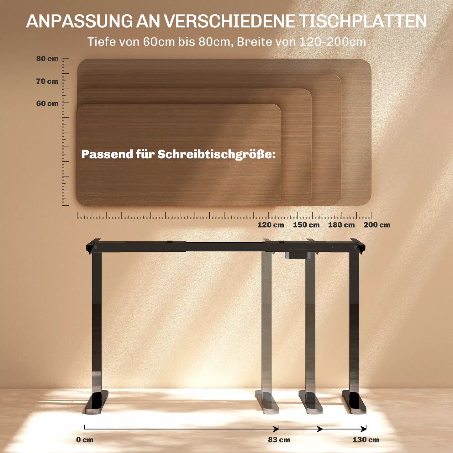 Elektrinis stalo rėmas, reguliuojamas aukštis, su atminties funkcija, plienas, juodas