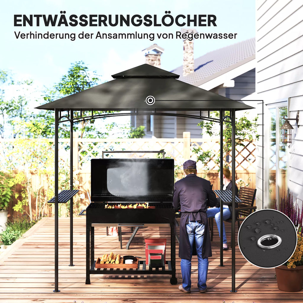 Grill paviljonas su LED 240 x 150 x 258 cm, atsparus vandeniui, ugniai atsparus Sodo paviljonas su dvigubu stogu