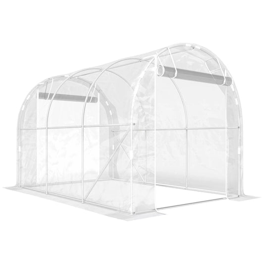 Polietileno tunelis-šiltnamis, įeinamas šiltnamis su cinkuoto plieno rėmu ir UV spinduliams atspariu PE danga, skaidrus
