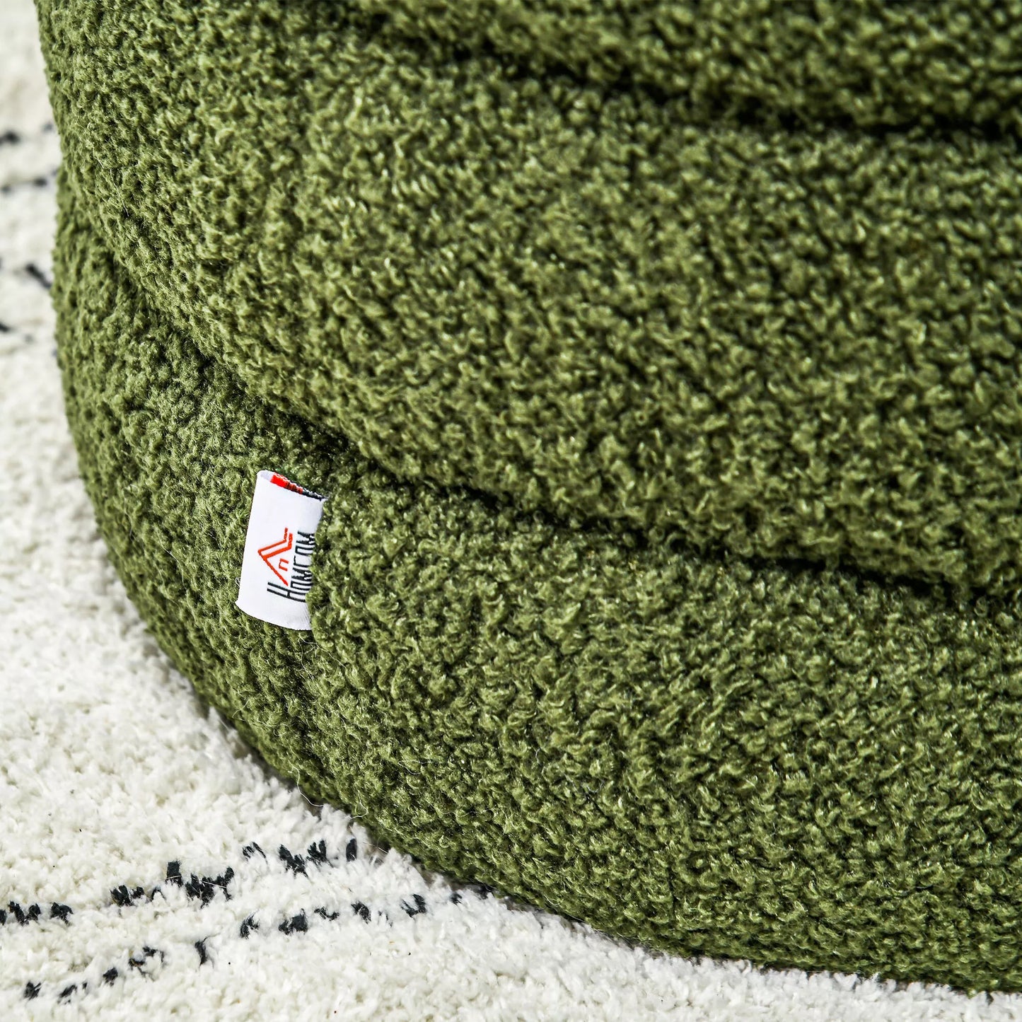 Pufas, apvalus, Teddy audinys, iki 120 kg, Ø40x45A cm, Žalias