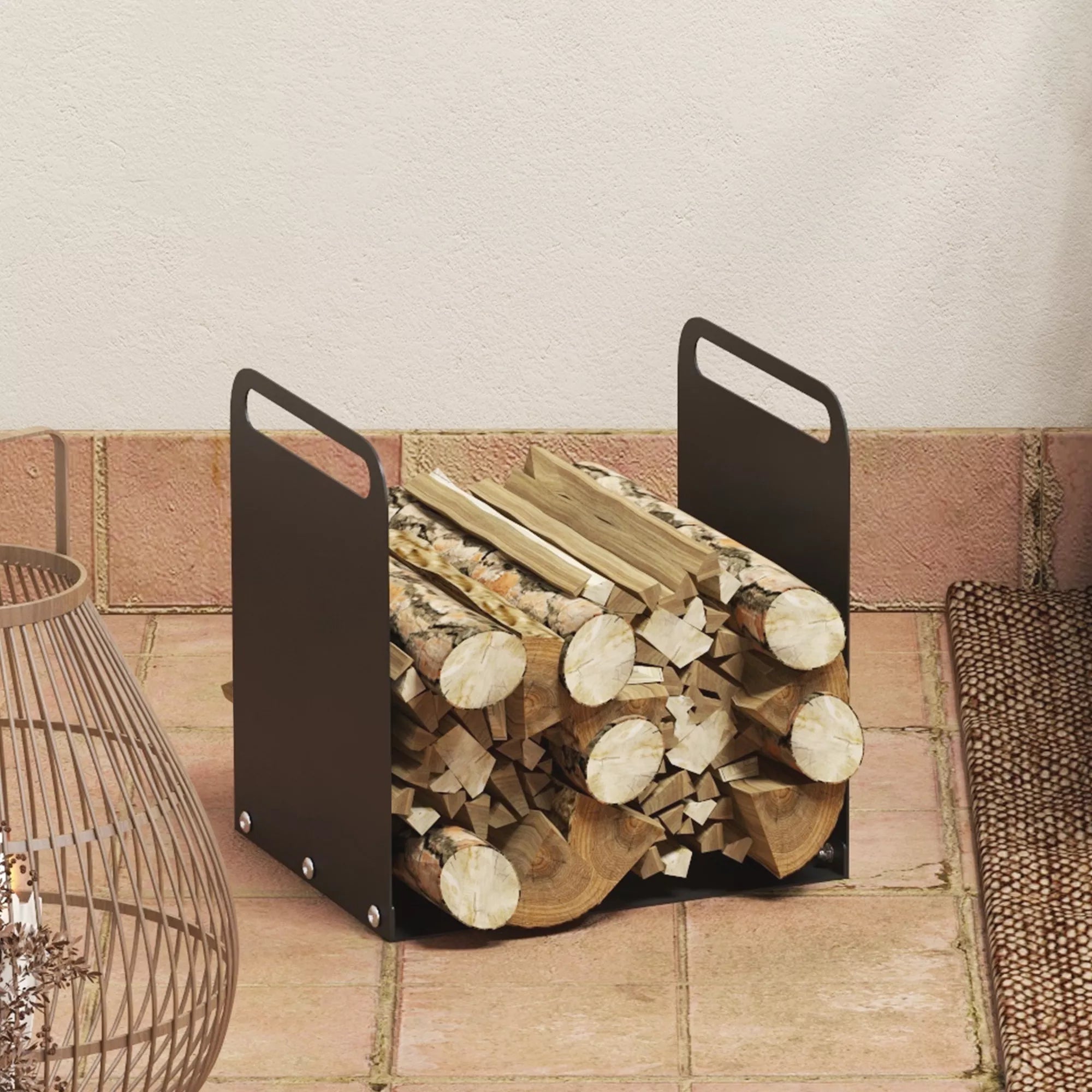 Malkų laikiklis, 2 rankenos, plieninis rėmas, iki 30 kg, 36x30x36 cm, juodas