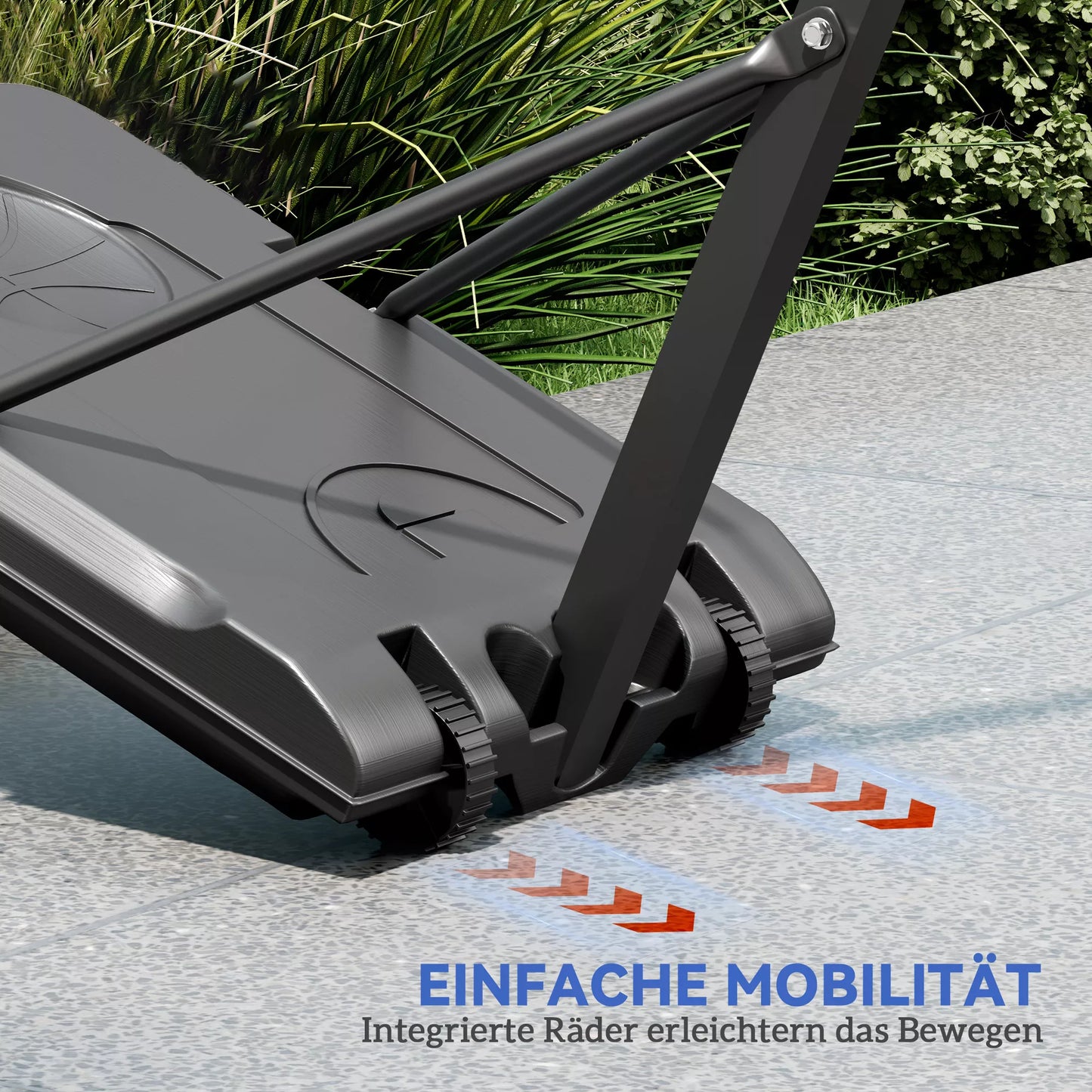 Krepšinio lankas, reguliuojamas aukštis 146-236 cm, su ratukais, plienas, plastikas, juodas