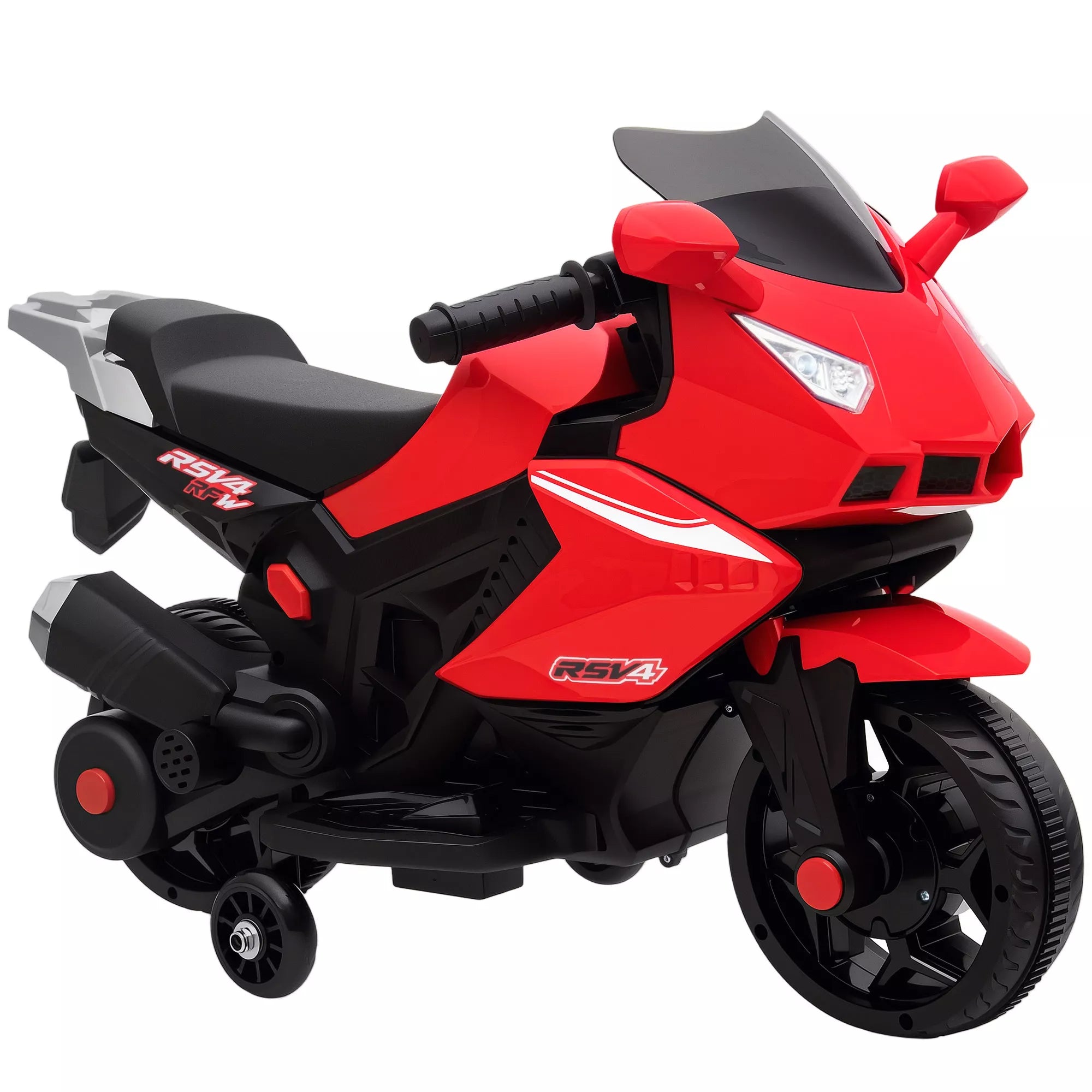 Elektrinis motociklas vaikams, garso signalas, priekiniai žibintai, muzikos funkcija, 2,5 km/h, raudonas