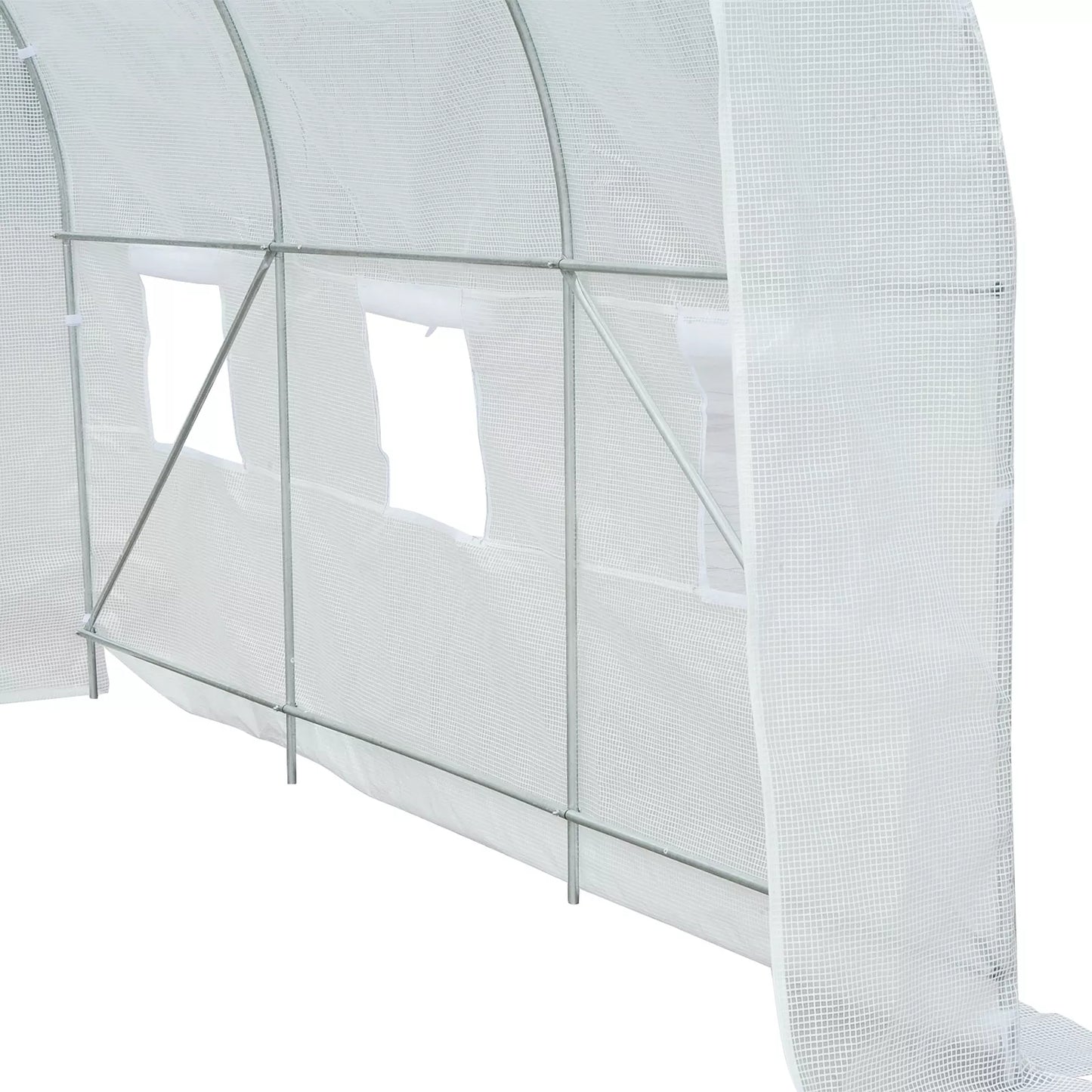 Šiltnamis 350x200x200cm Plėvelinis šiltnamis Pomidorų namelis su durimis, langu, plėvelinis tunelis iš cinkuoto plieno, augalų tunelis, šiltnamis su žemės inkarais ir virvėmis, sodo tunelis, baltas