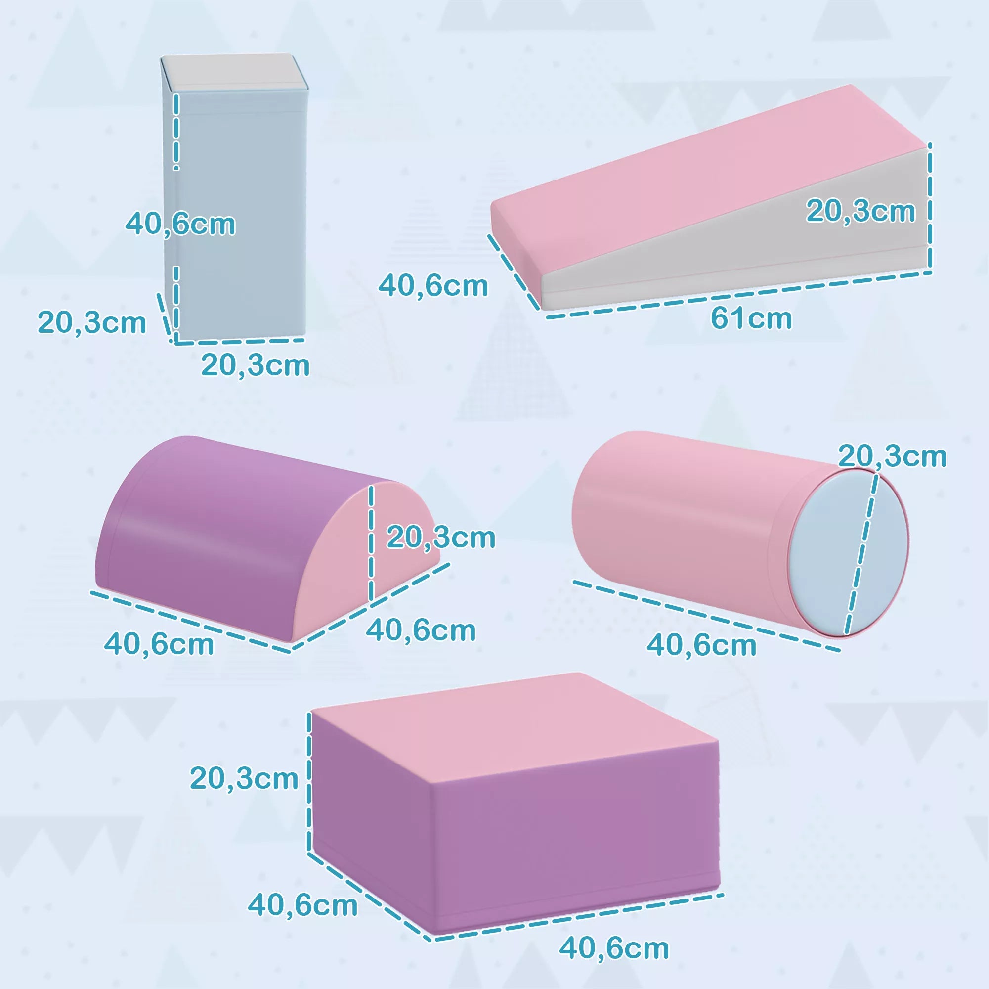 Minkštieji konstruktoriai, 5 vnt. putų plastiko konstruktorių rinkinys, skirtas 1–3 metų vaikams, dirbtinė oda, įvairių spalvų