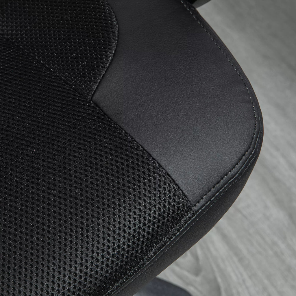 HOMCOM Biuro kėdė Masažinė kėdė su 6 vibracijos taškais Ergonomiška žaidimų kėdė su šildymo funkcija Dirbtinė oda Juoda 68 x 69 x 108-117cm