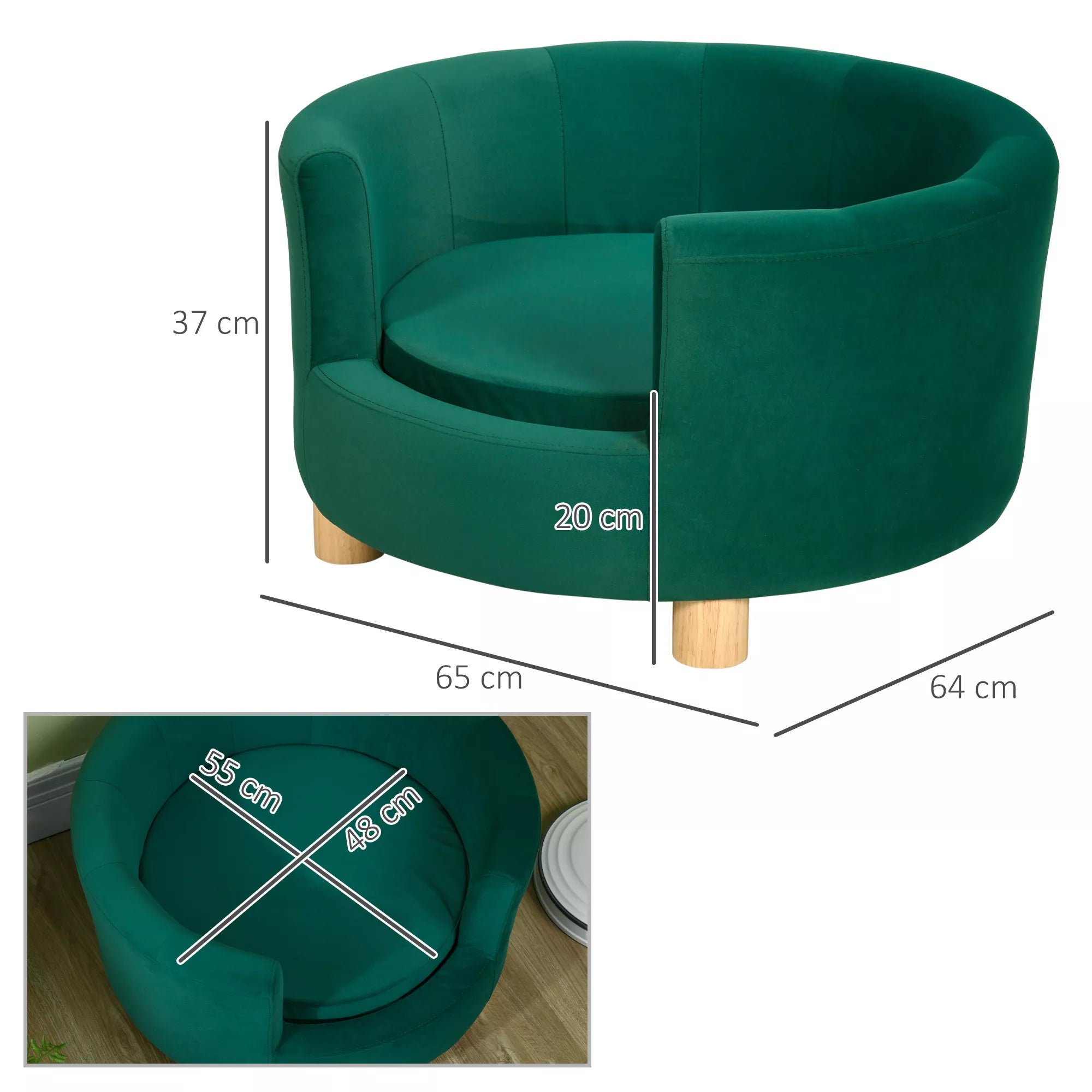 Šunų sofa, skalbiamas užvalkalas, iki 4,5 kg, žalia