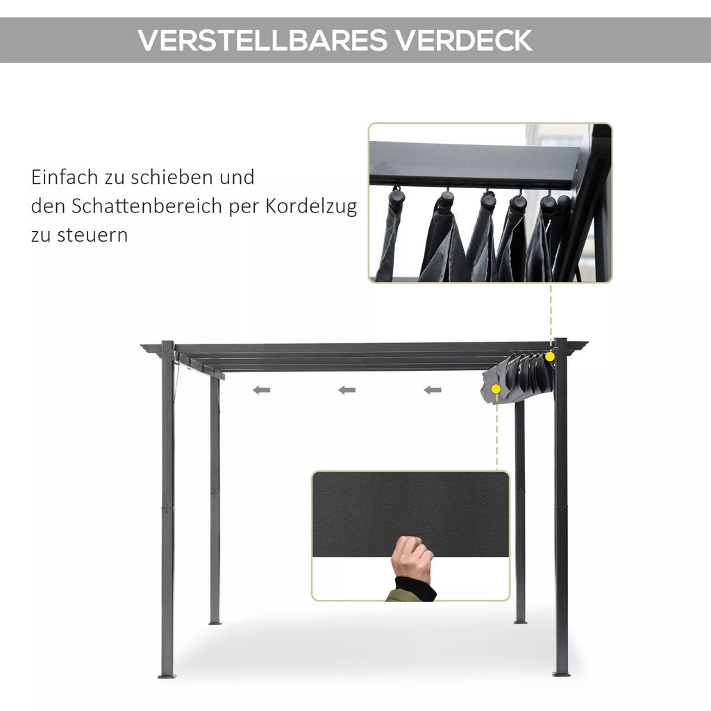 Pergola paviljonas Terasos stogas su stumdomu stogu Sodas Aliuminis Anglies pilka + Tamsiai pilka 3x3x2,23 m