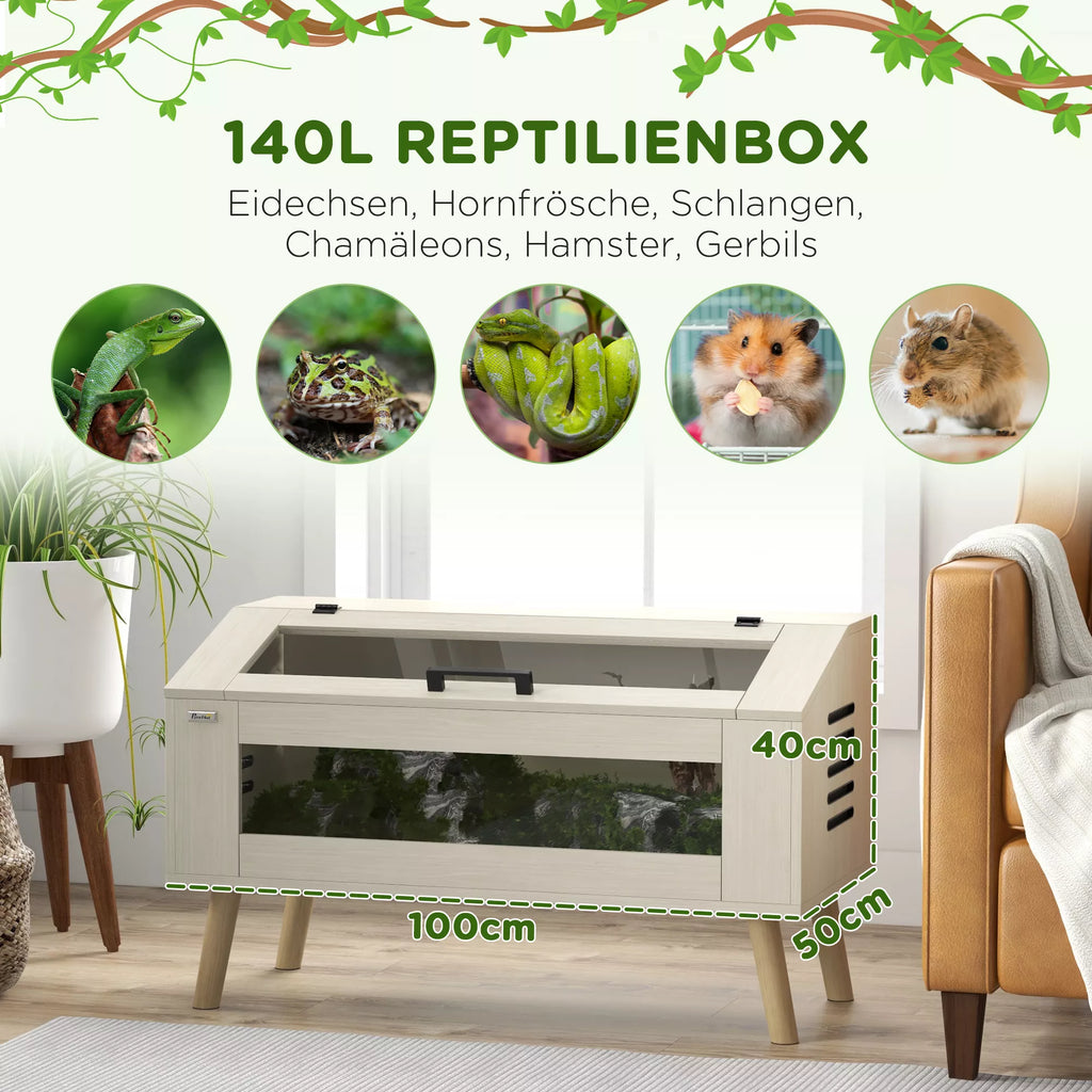 Roplių terariumas 140 l, su stiklo langais, ąžuolo spalvos