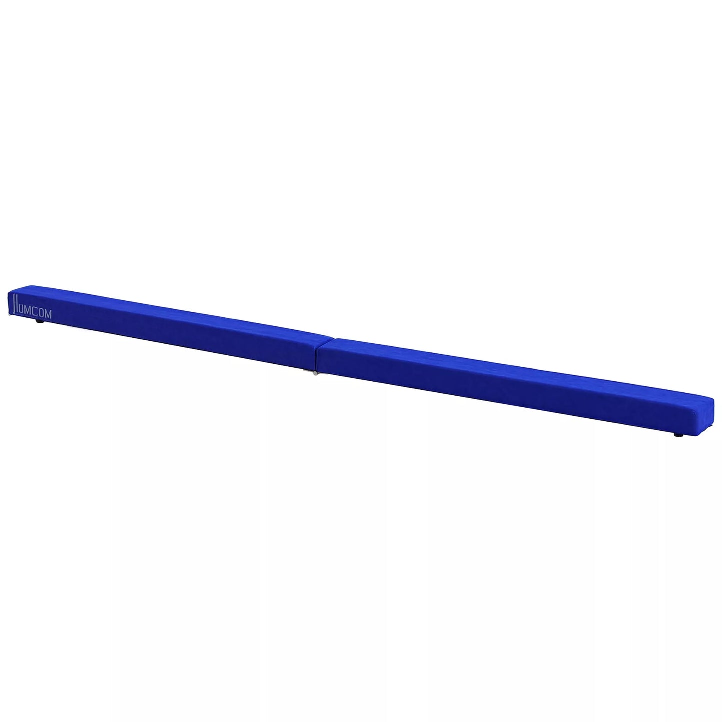 Sulankstoma pusiausvyros sija, neslystanti, su zomšos apdaila, tvirtas medienos pagrindas, 210 x 10 x 6,5 cm, mėlyna