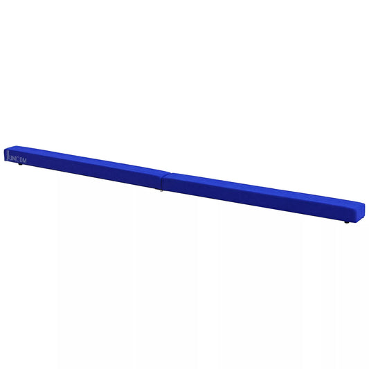 Sulankstoma pusiausvyros sija, neslystanti, su zomšos apdaila, tvirtas medienos pagrindas, 210 x 10 x 6,5 cm, mėlyna