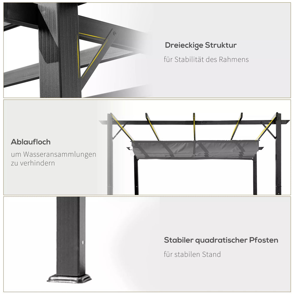 Pergola paviljonas Terasos stogas su stumdomu stogu Sodas Aliuminis Anglies pilka + Tamsiai pilka 3x3x2,23 m