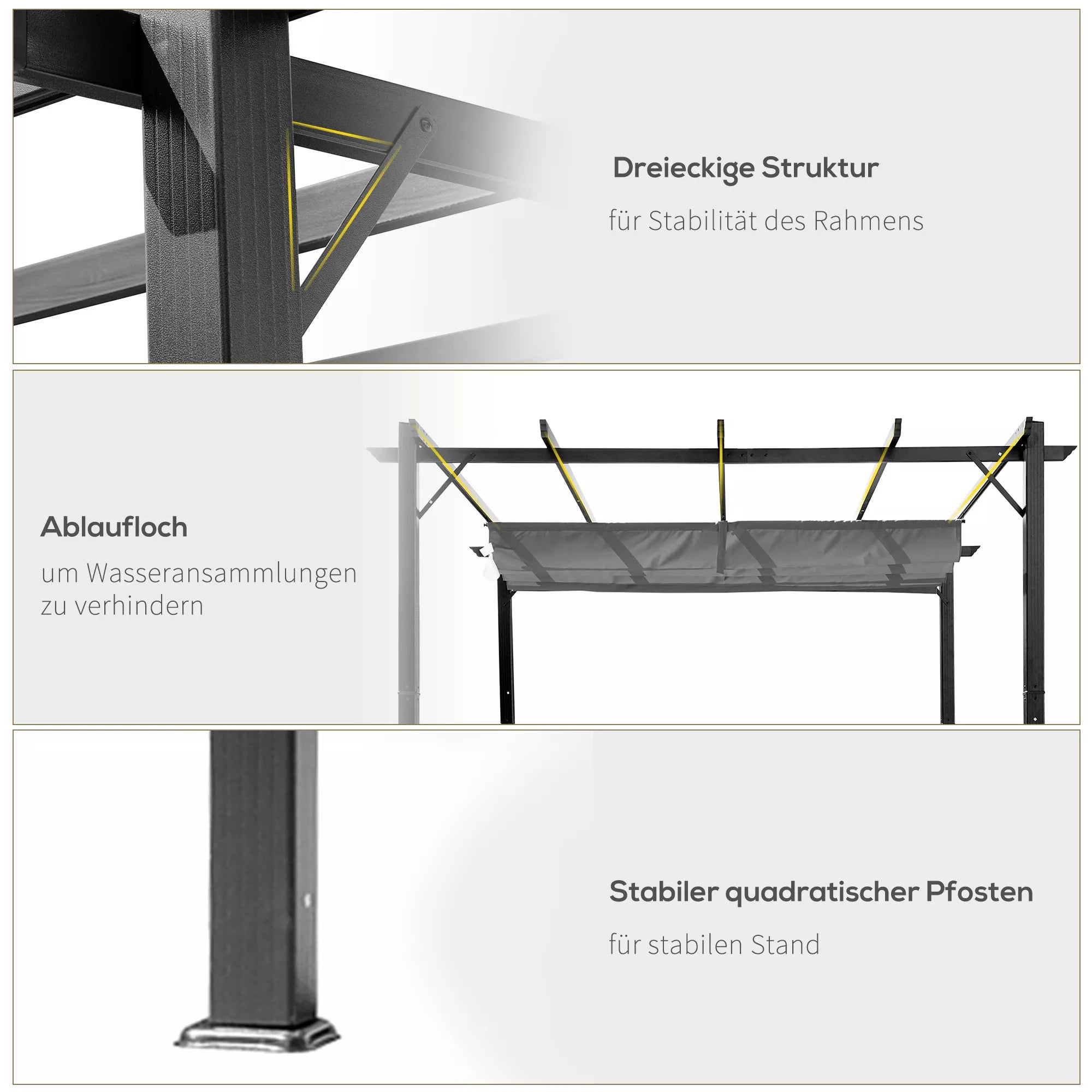 Pergola paviljonas Terasos stogas su stumdomu stogu Sodas Aliuminis Anglies pilka + Tamsiai pilka 3x3x2,23 m