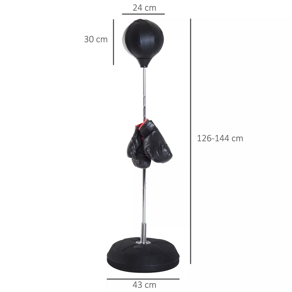 Bokso rinkinys su kriauše, reguliuojamas, 126–144 cm, juodas