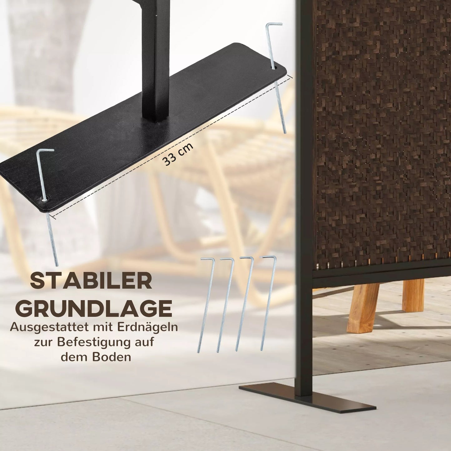 Pertvara paravanas, vintažinio dizaino, 3 dalių, 148 cm x 33 cm x 181 cm, Ruda + Juoda